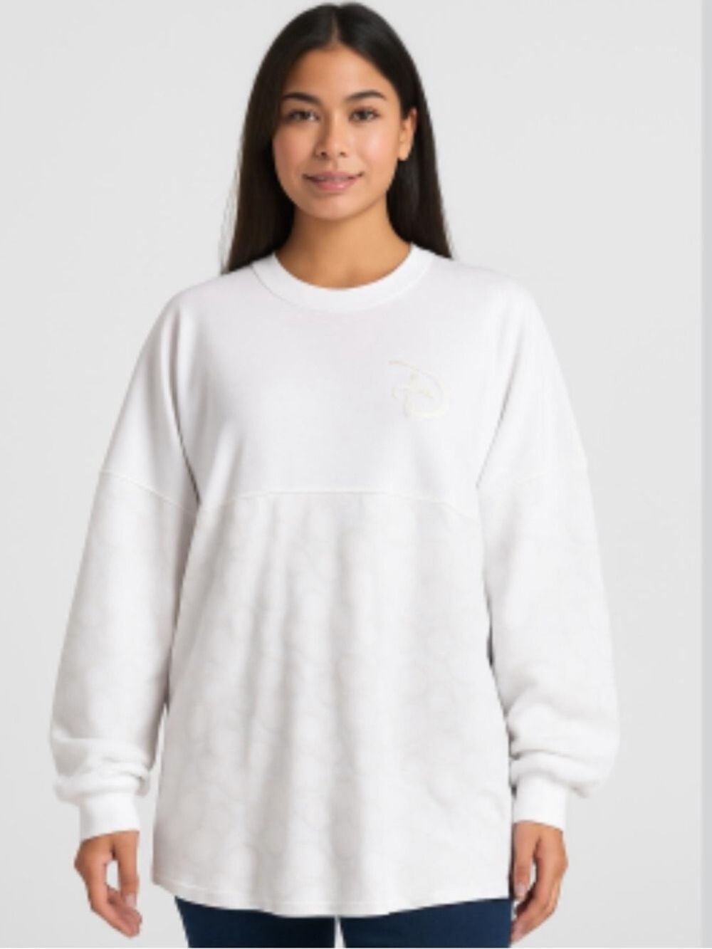 Disney Mickey Mouse Icon Iridescent Spirit Jersey Women's Large White Oversized